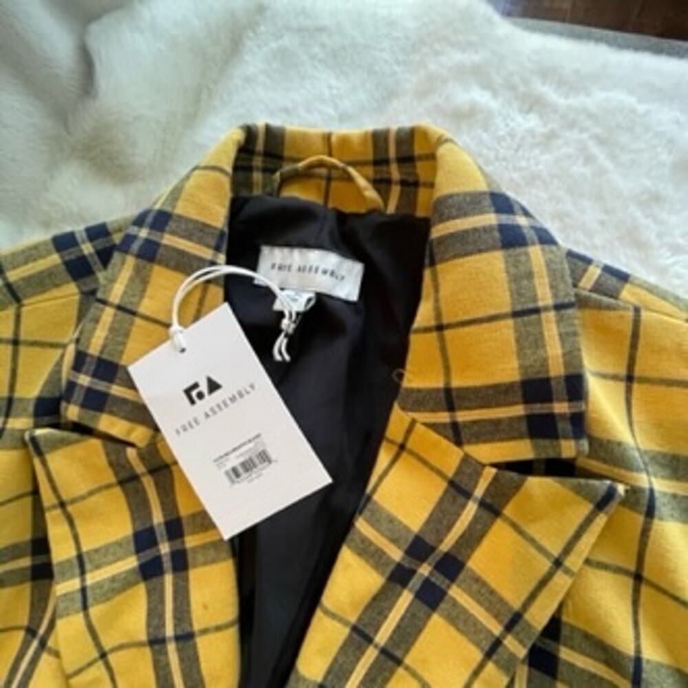 NWT Free Assembly Yellow/Black Plaid Blazer Jacket size medium M - Picture 5 of 6